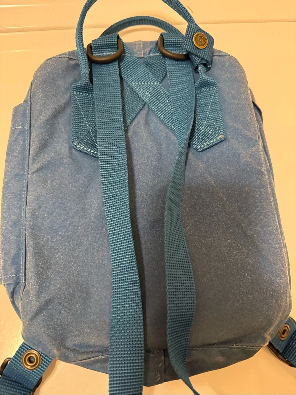 Fjallraven Kånken Mini Backpack - Denim Blue with Red Logo